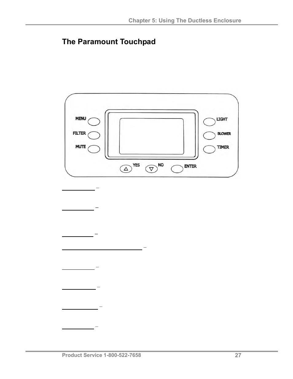 The paramount touchpad | Labconco Paramoun Ductless Enclosures 69636 Series, 6' Widths User Manual | Page 32 / 80