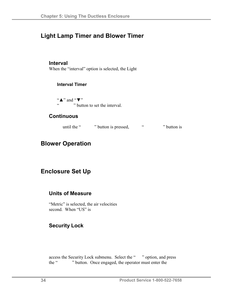 Light lamp timer and blower timer, Blower operation, Enclosure set up | Labconco Paramoun Ductless Enclosures 69636 Series, 6' Widths User Manual | Page 39 / 80