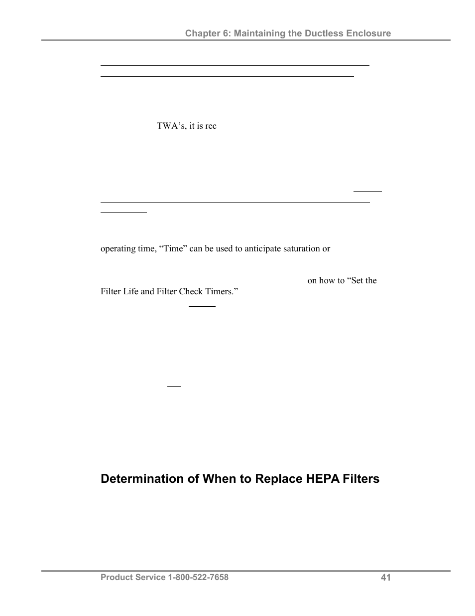 Determination of when to replace hepa filters | Labconco Paramoun Ductless Enclosures 69636 Series, 6' Widths User Manual | Page 46 / 80