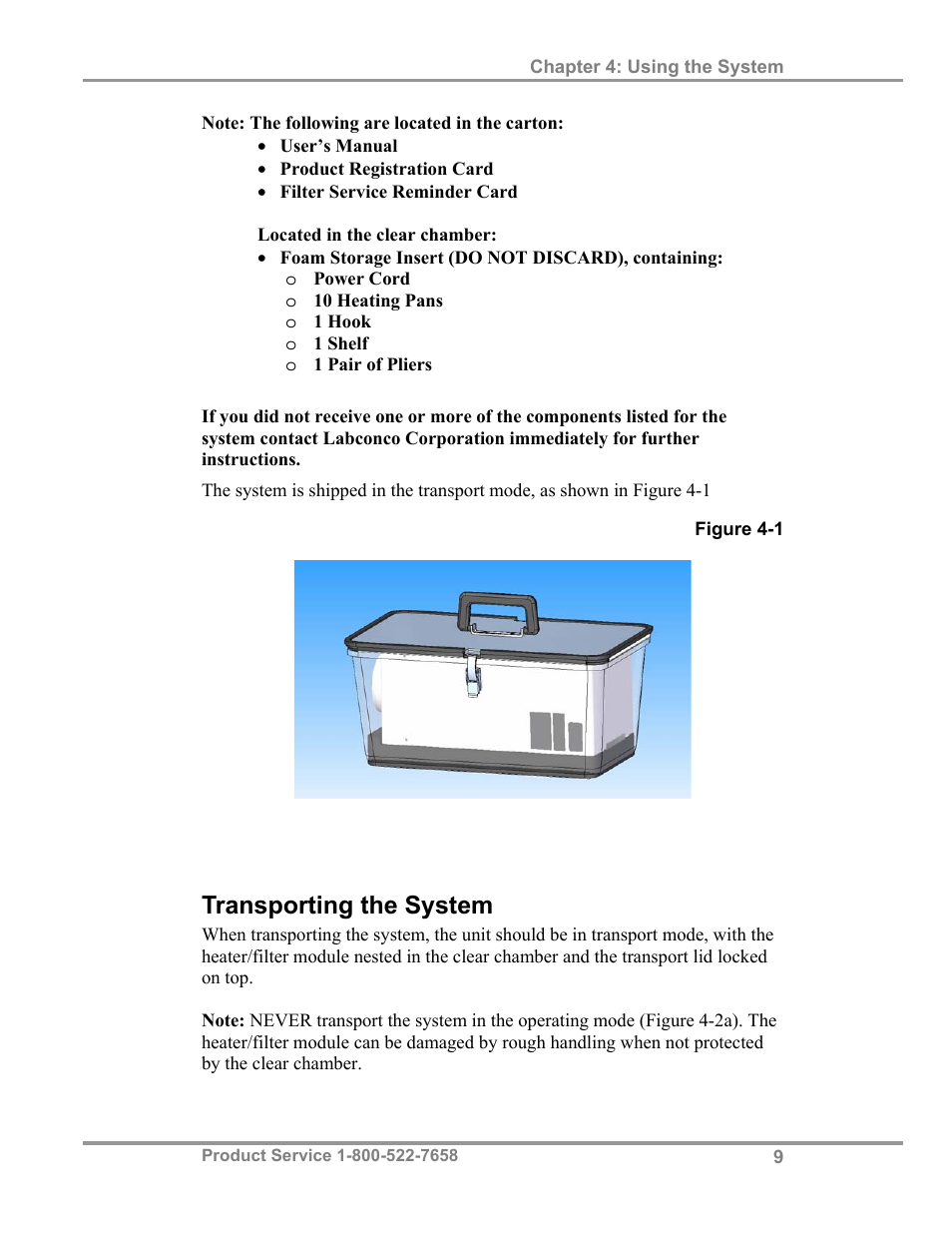 Transporting the system | Labconco CAptureTMPortable Fuming System 3420024 User Manual | Page 13 / 29