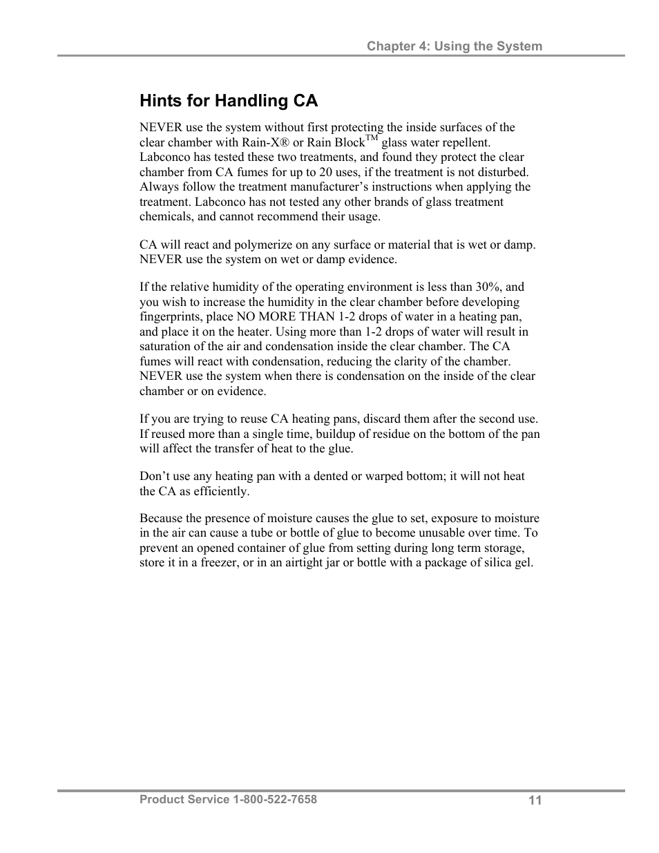 Hints for handling ca | Labconco CAptureTMPortable Fuming System 3420024 User Manual | Page 15 / 29