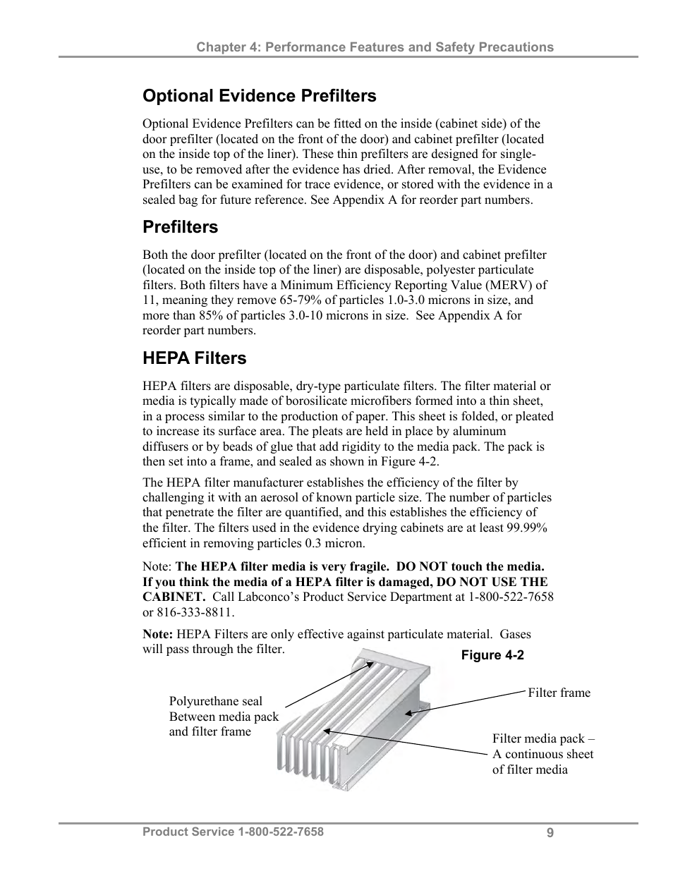 Optional evidence prefilters, Prefilters, Hepa filters | Labconco Protecto Series Evidence Drying Cabinets 3390001 User Manual | Page 13 / 33