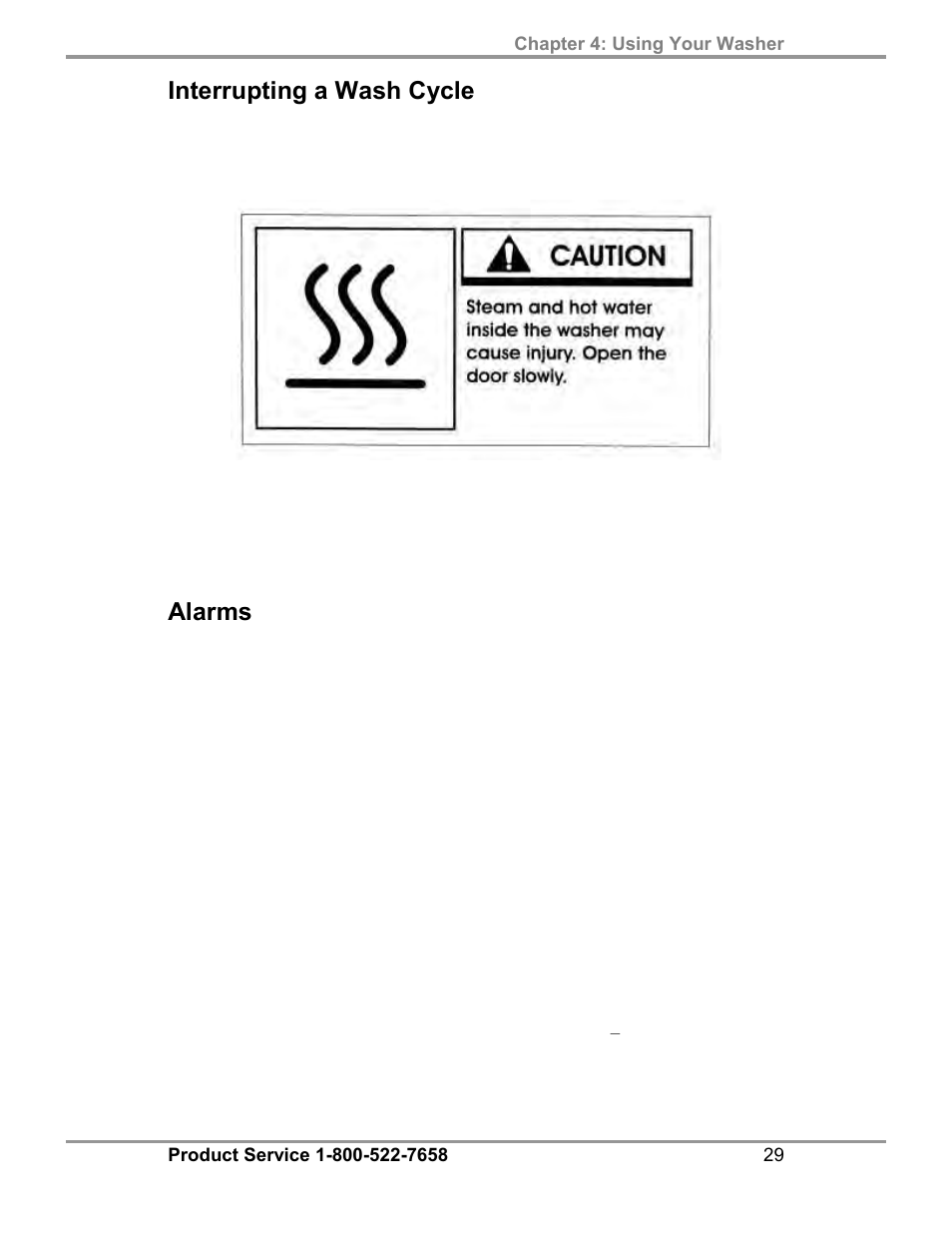 Interrupting a wash cycle, Alarms | Labconco FlaskScrubber Vantage Series Glassware Washers 4540031 User Manual | Page 33 / 74