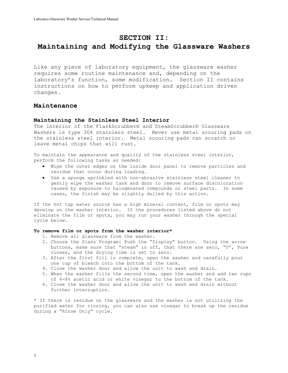 Maintenance | Labconco SteamScrubbe & FlaskScrubbe Glassware Washers 44204 Series User Manual | Page 14 / 81