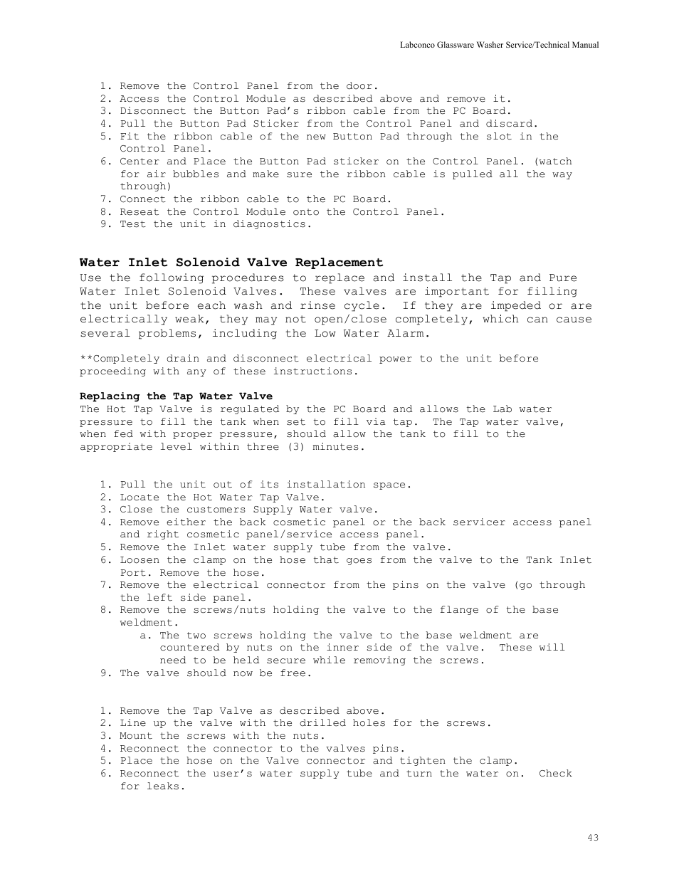 Labconco SteamScrubbe & FlaskScrubbe Glassware Washers 44204 Series User Manual | Page 49 / 81