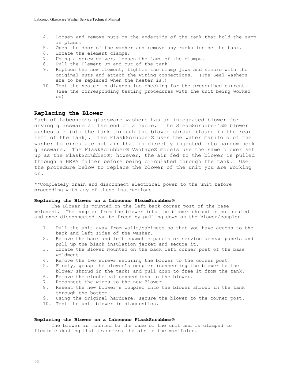 Labconco SteamScrubbe & FlaskScrubbe Glassware Washers 44204 Series User Manual | Page 58 / 81