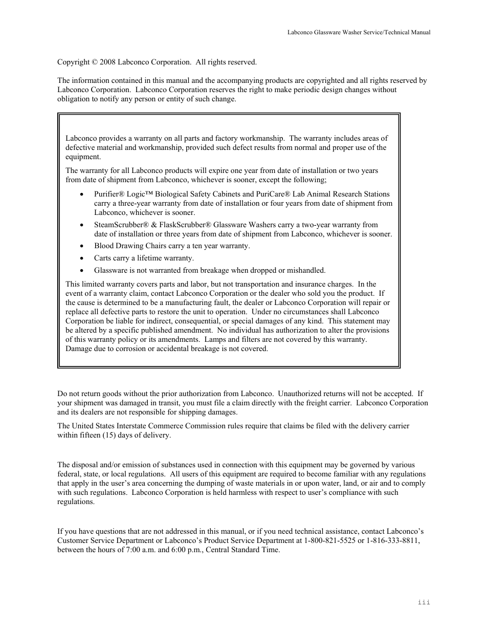 Labconco SteamScrubbe & FlaskScrubbe Glassware Washers 44204 Series User Manual | Page 6 / 81