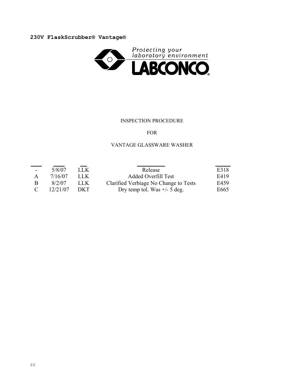 Labconco SteamScrubbe & FlaskScrubbe Glassware Washers 44204 Series User Manual | Page 70 / 81