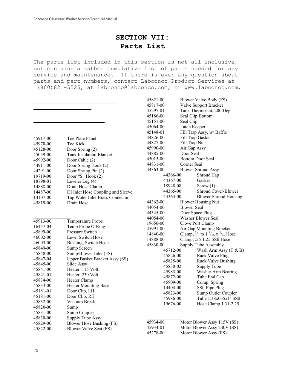 Labconco SteamScrubbe & FlaskScrubbe Glassware Washers 44204 Series User Manual | Page 78 / 81