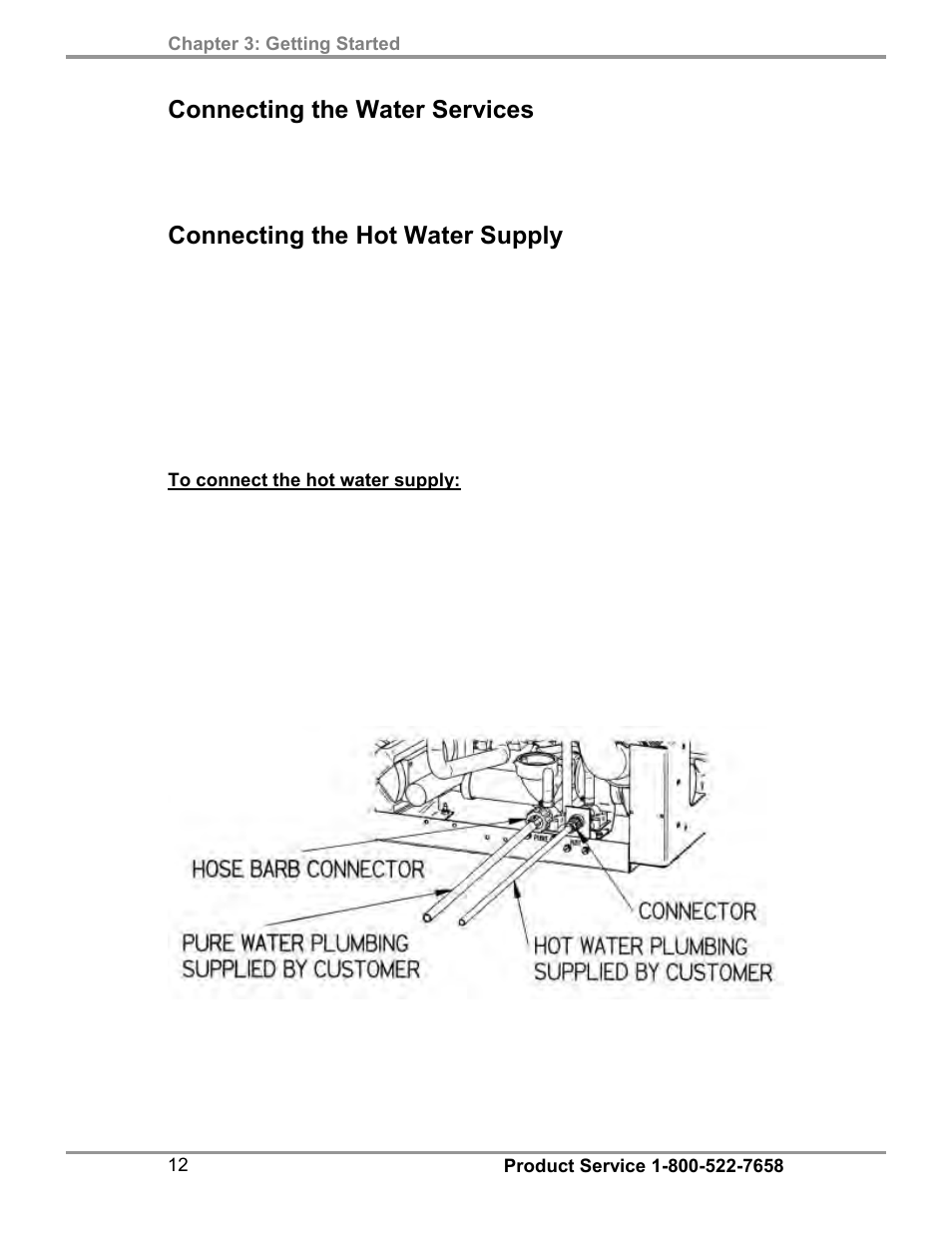Connecting the water services, Connecting the hot water supply | Labconco SteamScrubbe & FlaskScrubbe Glassware Washers 45781 Series User Manual | Page 16 / 71