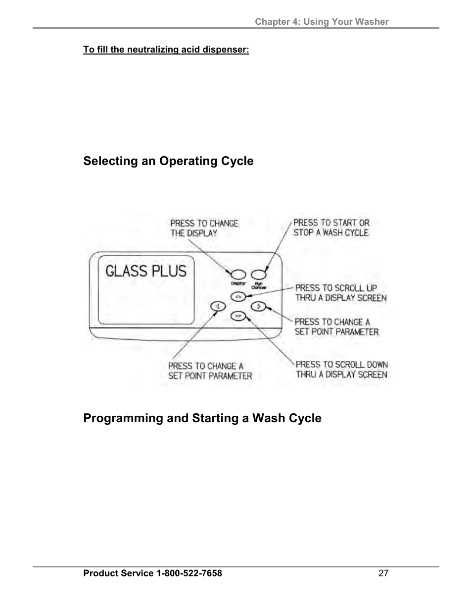 Selecting an operating cycle, Programming and starting a wash cycle | Labconco SteamScrubbe & FlaskScrubbe Glassware Washers 45781 Series User Manual | Page 31 / 71