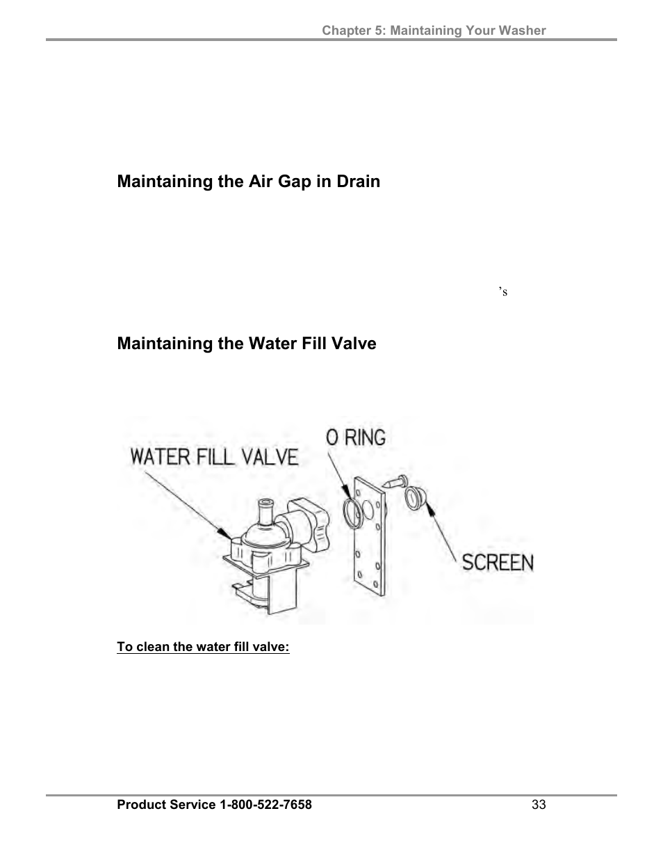 Maintaining the air gap in drain, Maintaining the water fill valve | Labconco SteamScrubbe & FlaskScrubbe Glassware Washers 45781 Series User Manual | Page 37 / 71