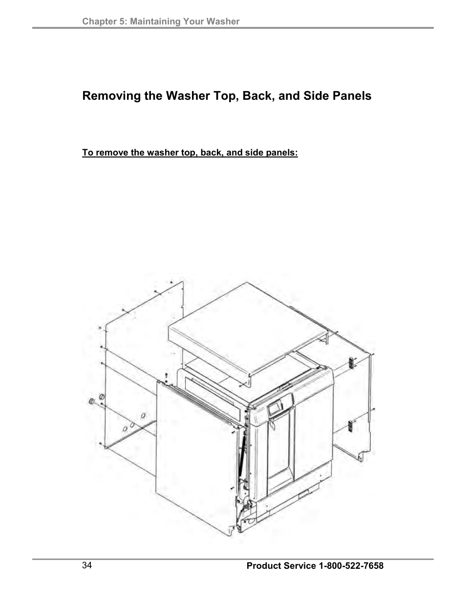 Removing the washer top, back, and side panels | Labconco SteamScrubbe & FlaskScrubbe Glassware Washers 45781 Series User Manual | Page 38 / 71