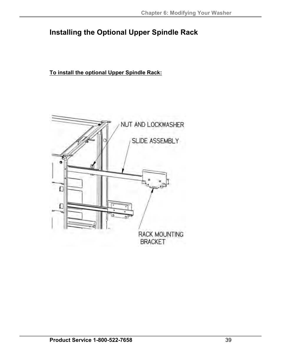 Installing the optional upper spindle rack | Labconco SteamScrubbe & FlaskScrubbe Glassware Washers 45781 Series User Manual | Page 43 / 71