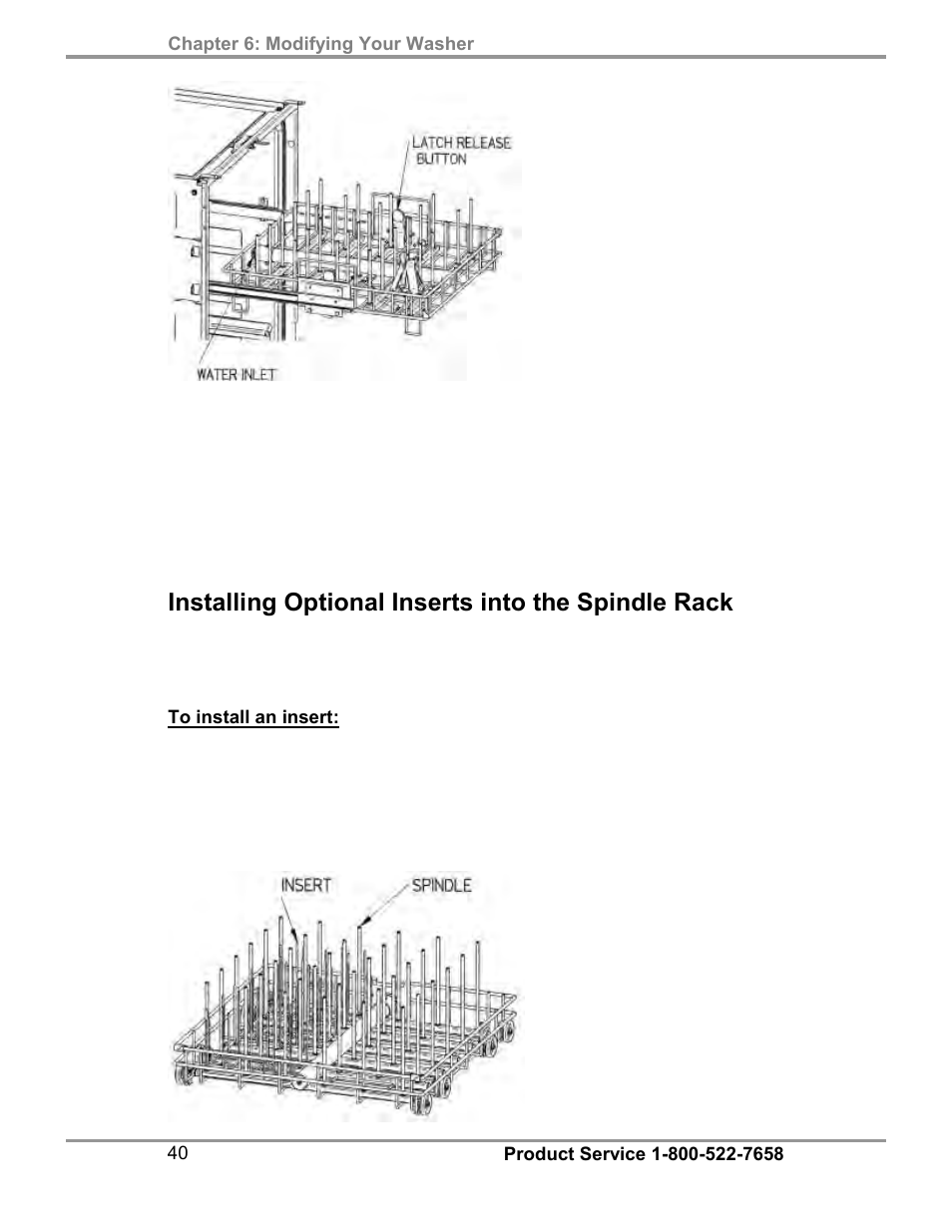 Installing optional inserts into the spindle rack | Labconco SteamScrubbe & FlaskScrubbe Glassware Washers 45781 Series User Manual | Page 44 / 71