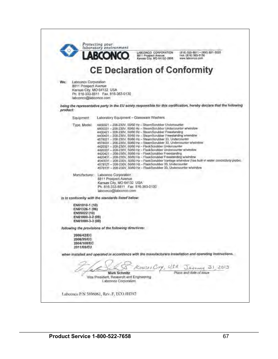 Labconco SteamScrubbe & FlaskScrubbe Glassware Washers 45781 Series User Manual | Page 71 / 71