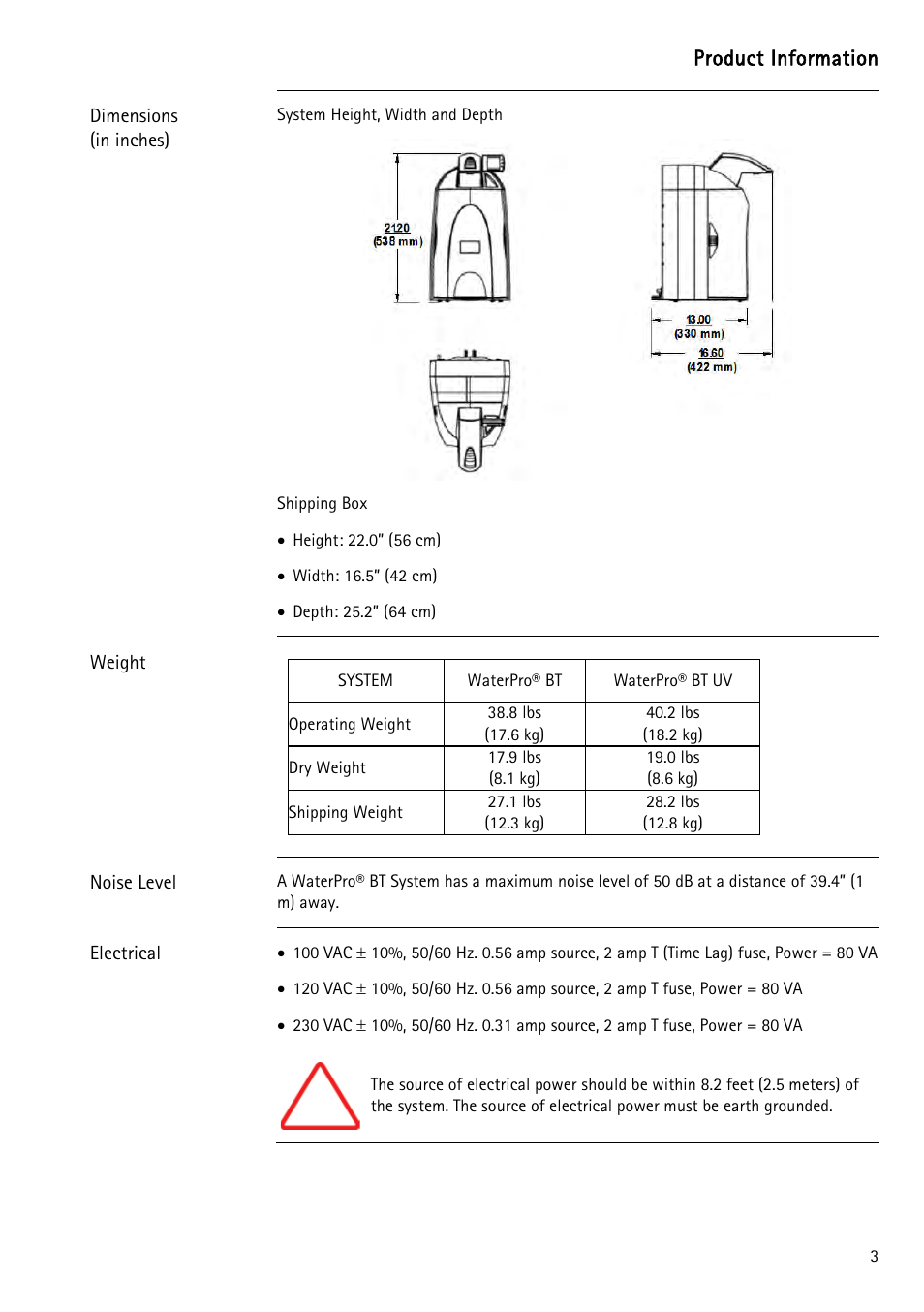 Product information | Labconco WaterPr BT Systems 90151 Series User Manual | Page 11 / 74