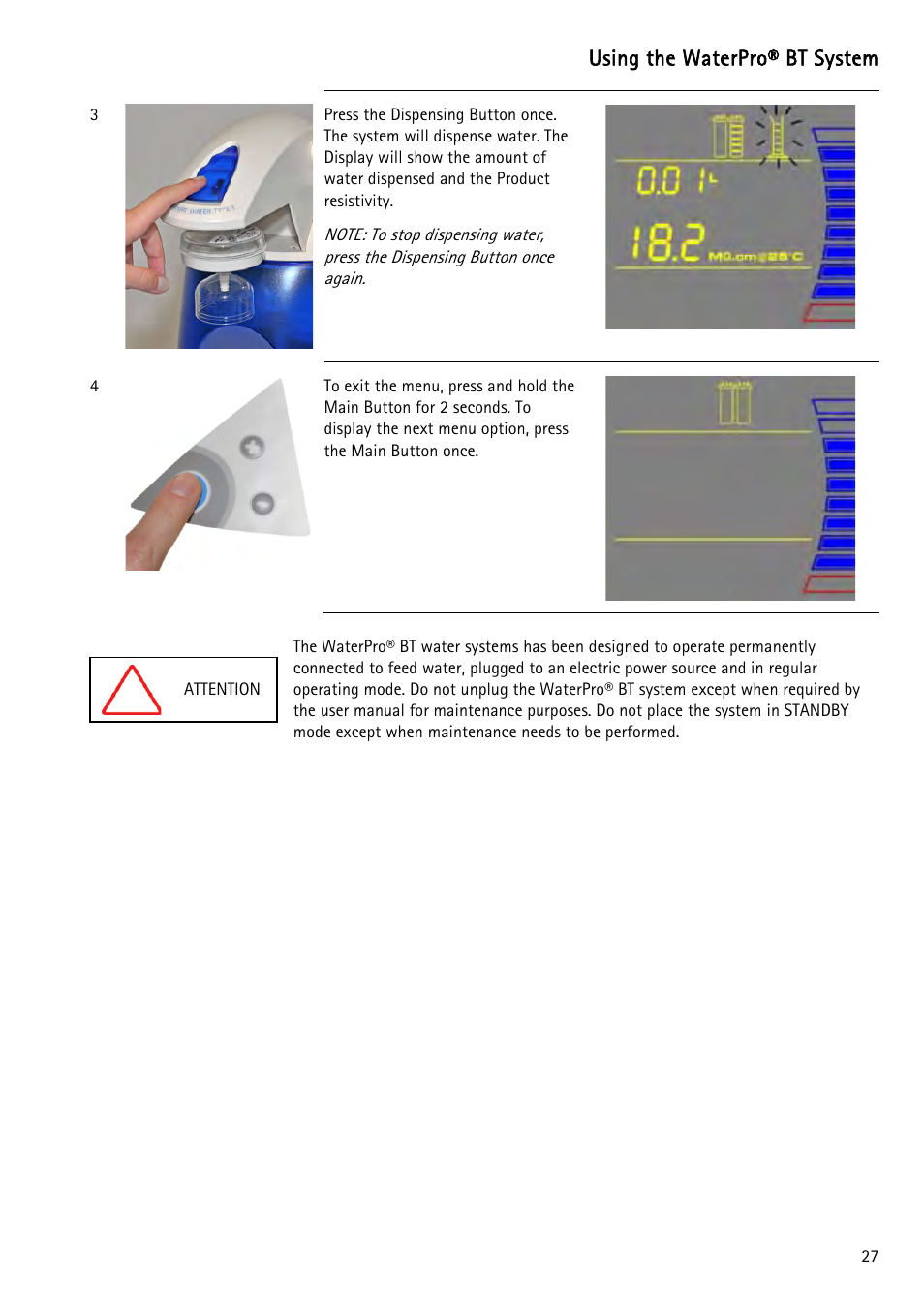 Using the waterpro® bt system | Labconco WaterPr BT Systems 90151 Series User Manual | Page 35 / 74
