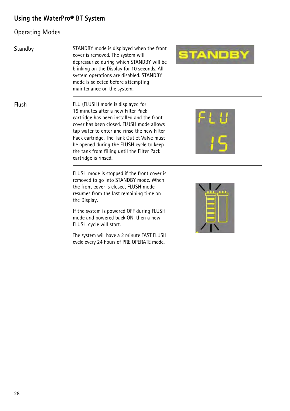 Operating modes, N operating modes | Labconco WaterPr BT Systems 90151 Series User Manual | Page 36 / 74