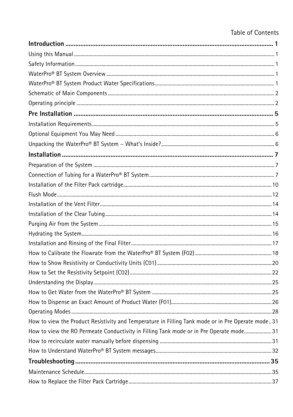 Labconco WaterPr BT Systems 90151 Series User Manual | Page 5 / 74
