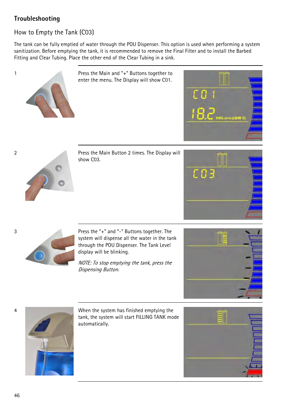 How to empty the tank (c03), How to empty the tank (c03) a | Labconco WaterPr BT Systems 90151 Series User Manual | Page 54 / 74