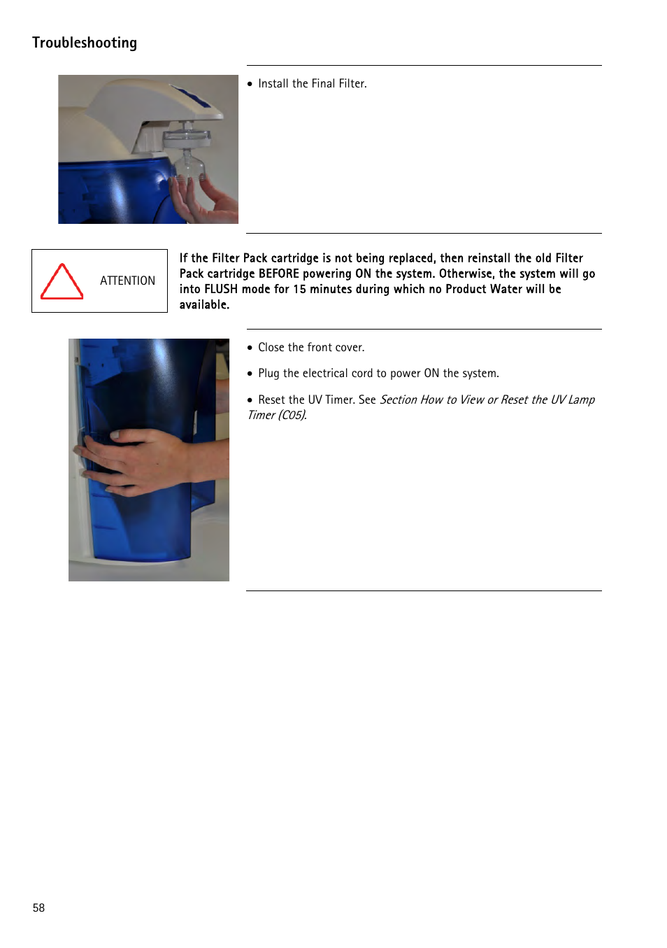 Troubleshooting | Labconco WaterPr BT Systems 90151 Series User Manual | Page 66 / 74