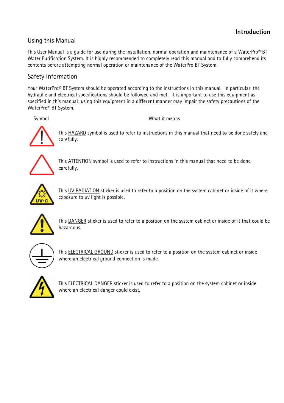 Introduction, Using this manual, Safety information | Introduction using this manual | Labconco WaterPr BT Systems 90151 Series User Manual | Page 7 / 74