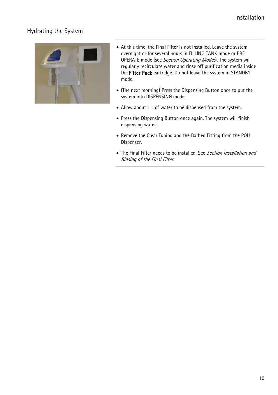 Hydrating the system | Labconco WaterPr BT Systems 90153 Series User Manual | Page 27 / 76