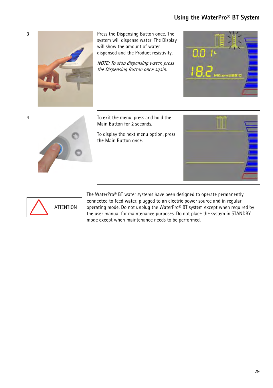 Using the waterpro® bt system | Labconco WaterPr BT Systems 90153 Series User Manual | Page 37 / 76