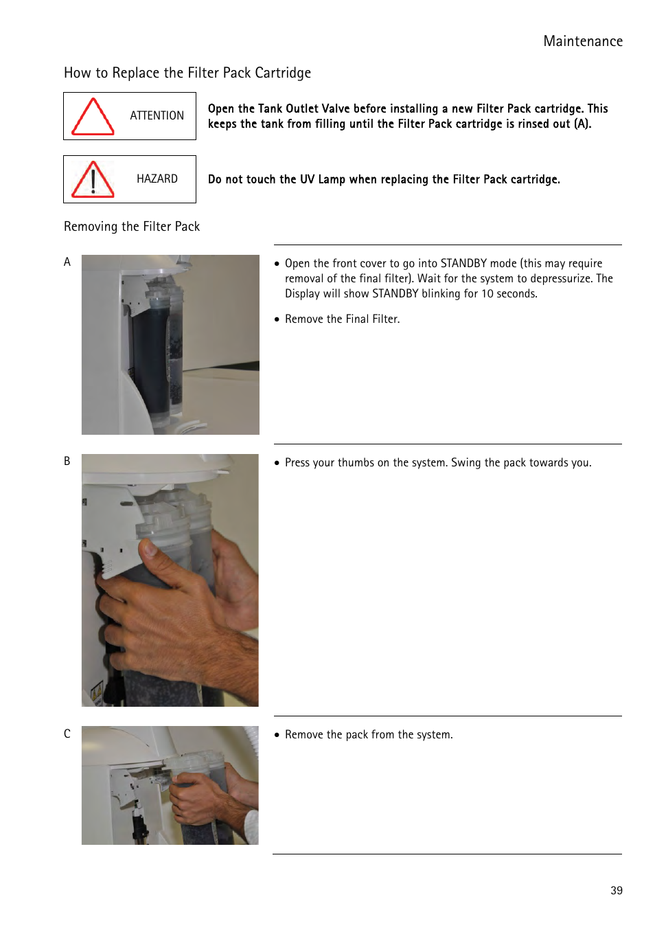 How to replace the filter pack cartridge, Ion how, To replace the filter pack cartridge | Labconco WaterPr BT Systems 90153 Series User Manual | Page 47 / 76