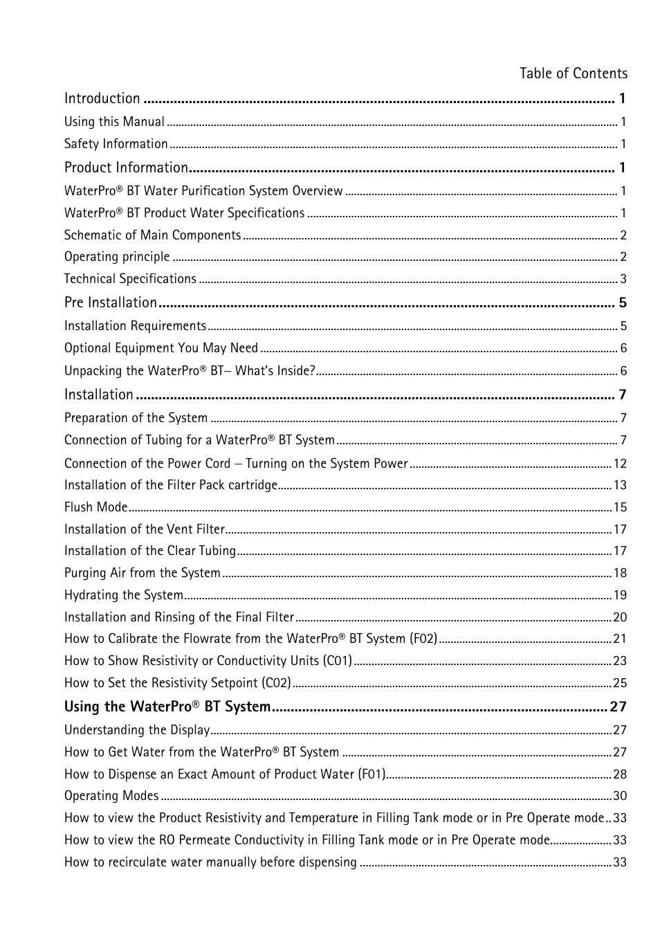 Labconco WaterPr BT Systems 90153 Series User Manual | Page 5 / 76