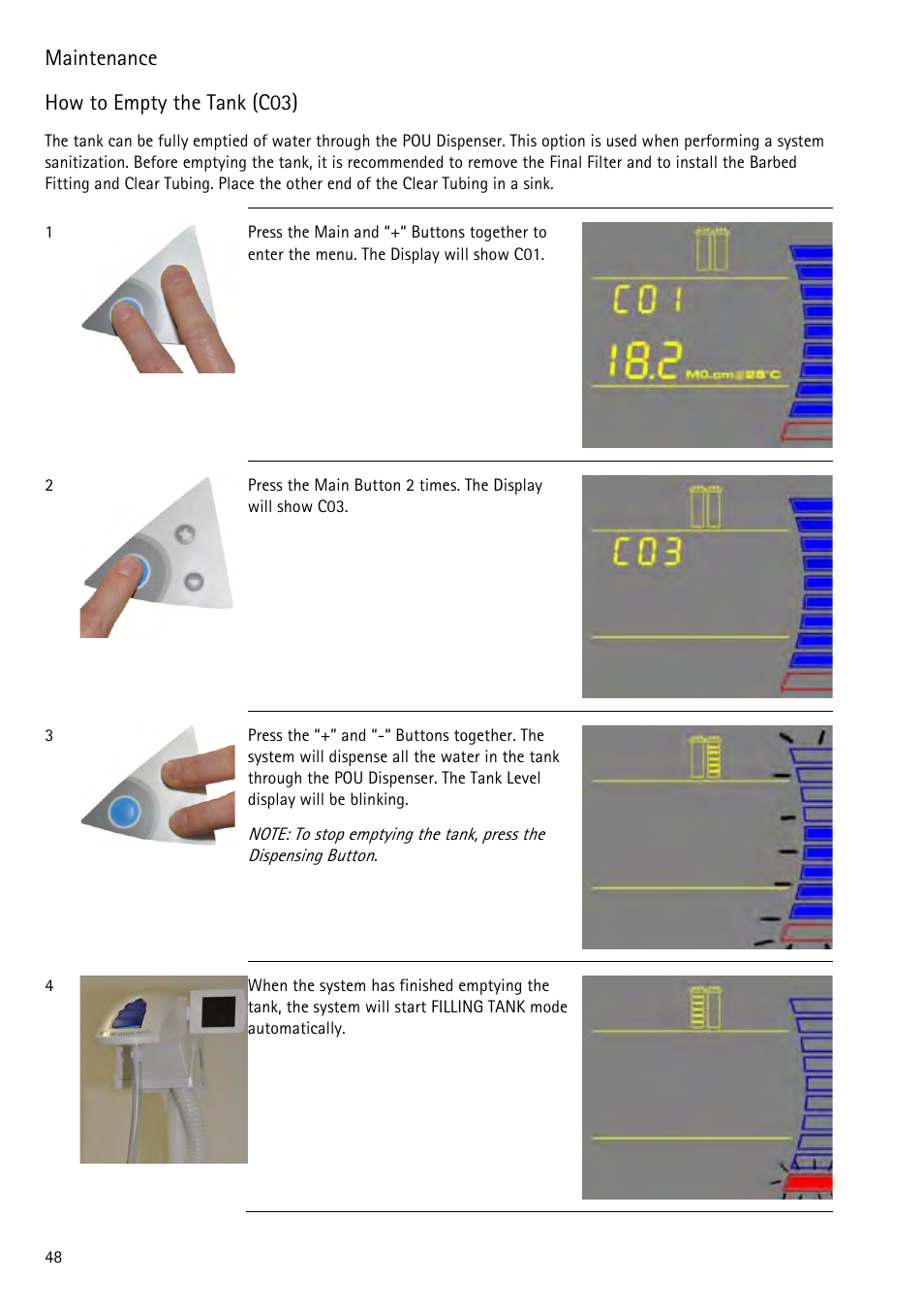 How to empty the tank (c03), How to empty the tank (c03) a | Labconco WaterPr BT Systems 90153 Series User Manual | Page 56 / 76
