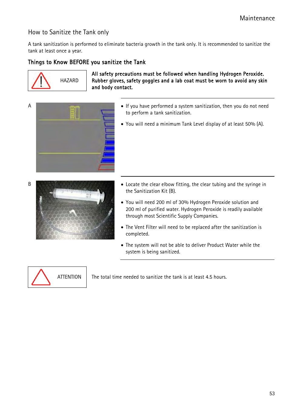 How to sanitize the tank only, Maintenance | Labconco WaterPr BT Systems 90153 Series User Manual | Page 61 / 76