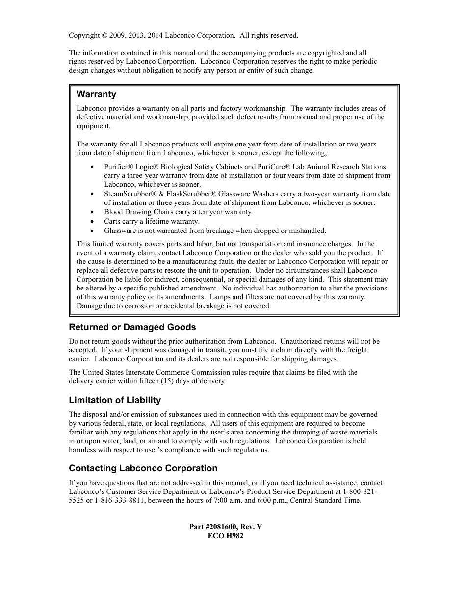 Labconco Hooded Combination (Macro) Kjeldahl Systems 21178 Series User Manual | Page 2 / 27