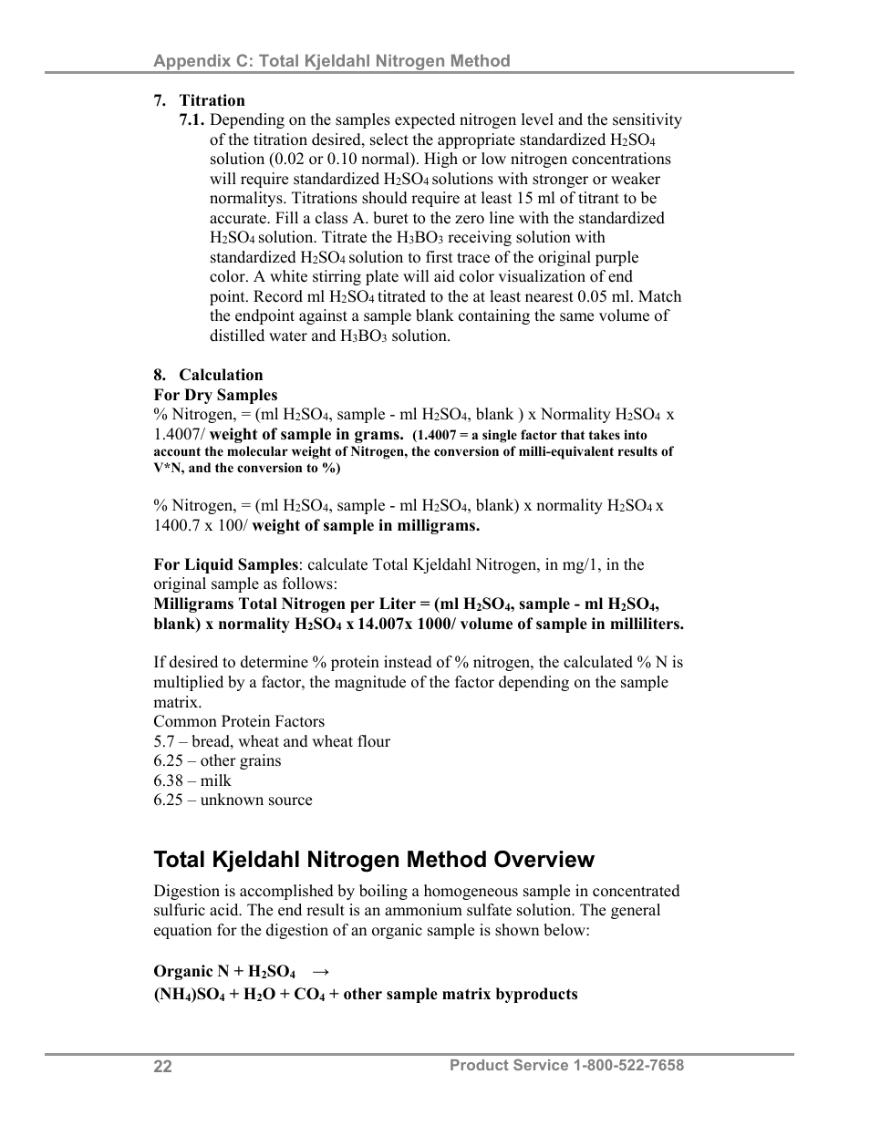 Total kjeldahl nitrogen method overview | Labconco Hooded Combination (Macro) Kjeldahl Systems 21178 Series User Manual | Page 26 / 27