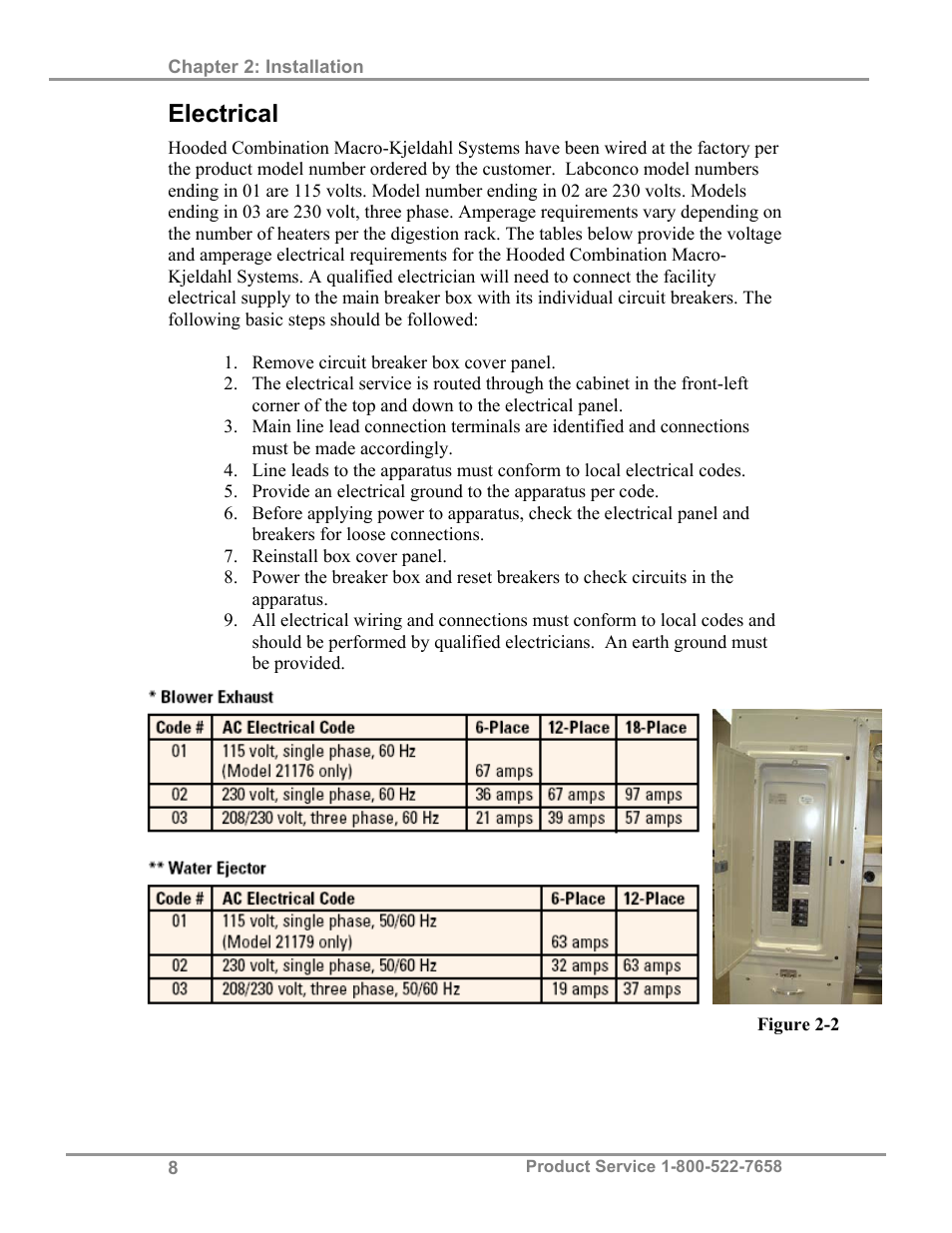 Electrical | Labconco Hooded Combination (Macro) Kjeldahl Systems 21179 Series User Manual | Page 11 / 29