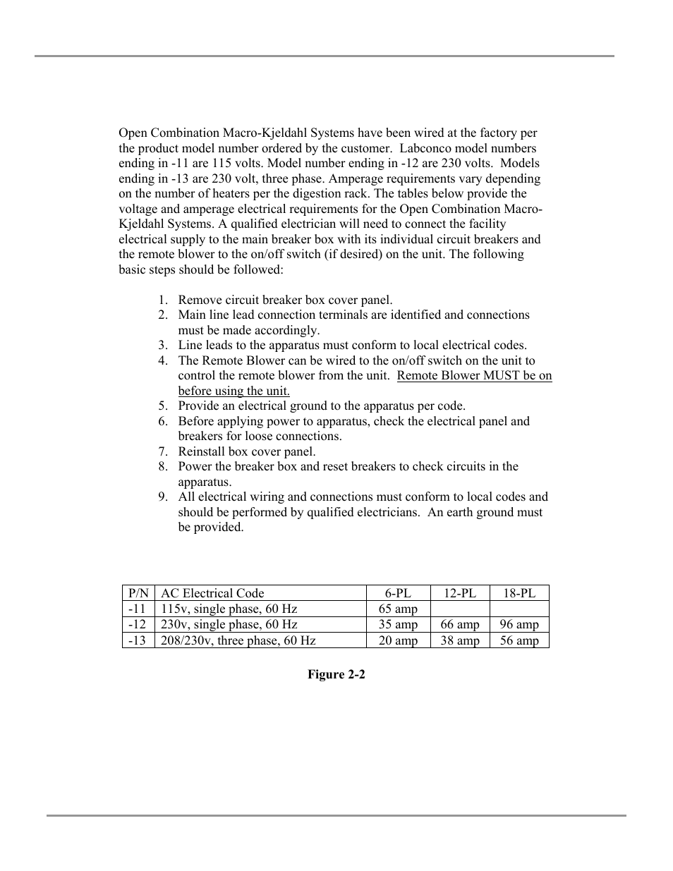 Electrical | Labconco Open Combination (Macro) Kjeldahl Systems 2123Series User Manual | Page 11 / 25