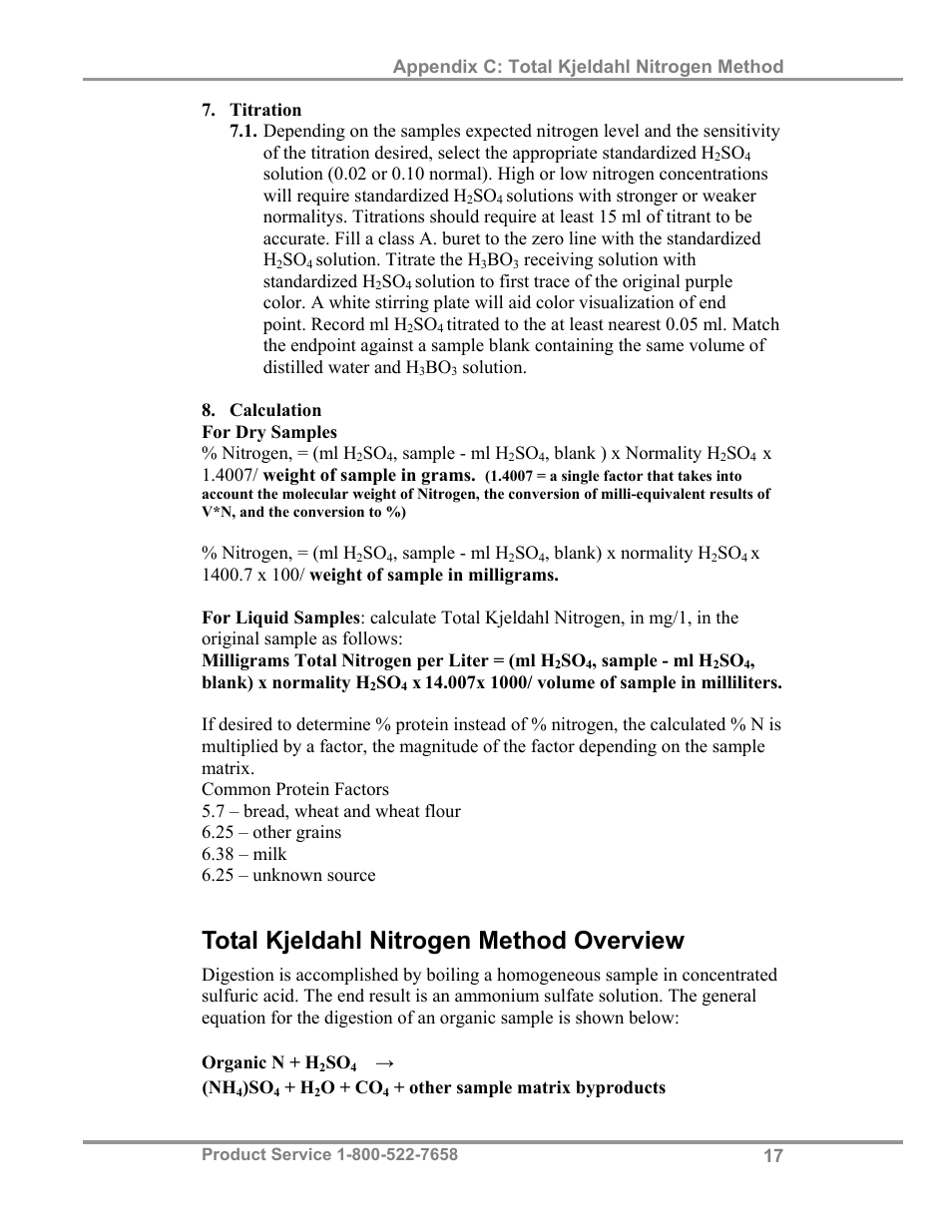 Total kjeldahl nitrogen method overview | Labconco Two and Six-Place (Macro) Kjeldahl Distillation Systems 2127603 User Manual | Page 20 / 21