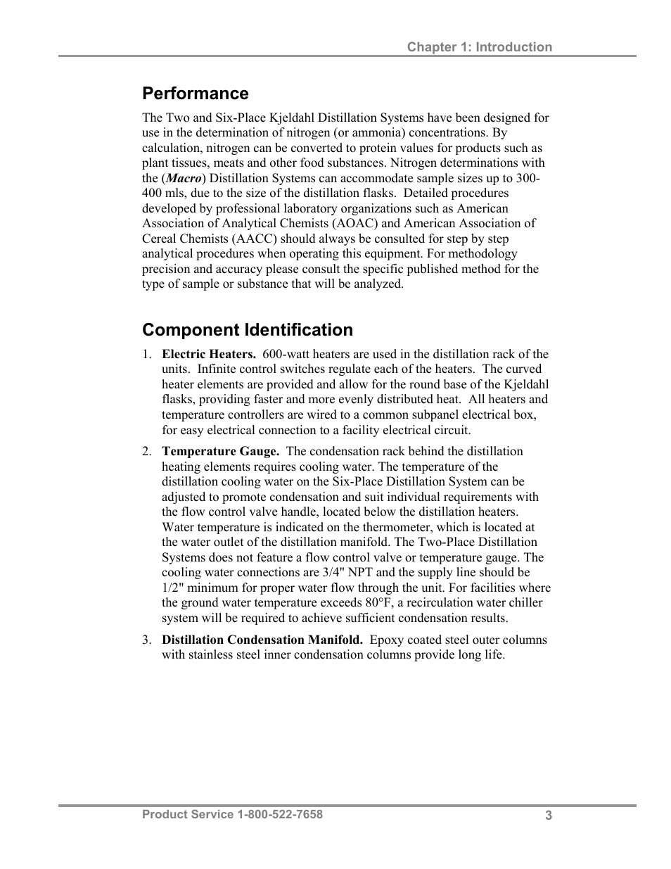 Performance, Component identification | Labconco Two and Six-Place (Macro) Kjeldahl Distillation Systems 2127603 User Manual | Page 6 / 21