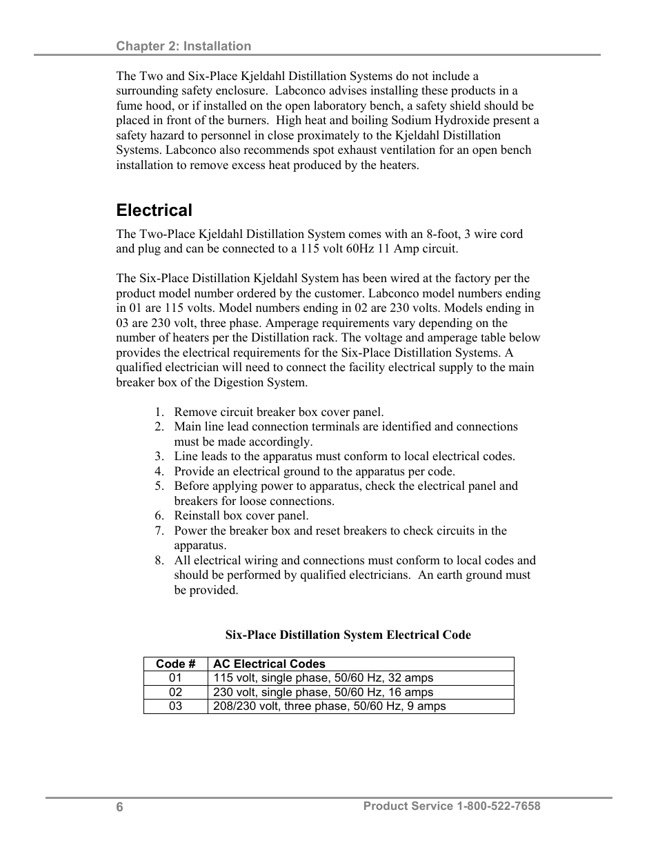 Electrical | Labconco Two and Six-Place (Macro) Kjeldahl Distillation Systems 2127603 User Manual | Page 9 / 21