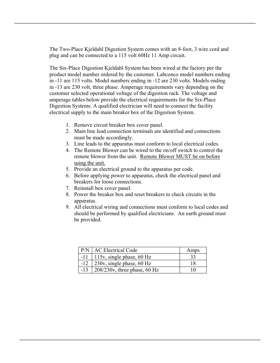 Electrical | Labconco Two and Six-Place (Macro) Kjeldahl Distillation Systems 2125603 User Manual | Page 11 / 23