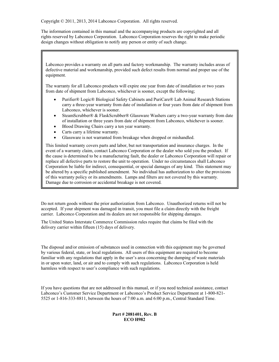Labconco Two and Six-Place (Macro) Kjeldahl Distillation Systems 2125603 User Manual | Page 2 / 23