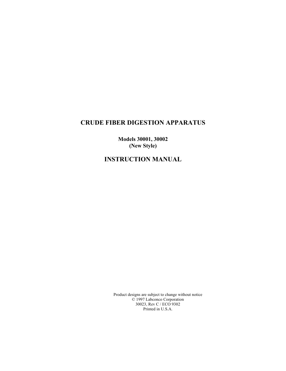 Labconco Crude Fiber Digestion Apparatus 30002 User Manual | 16 pages