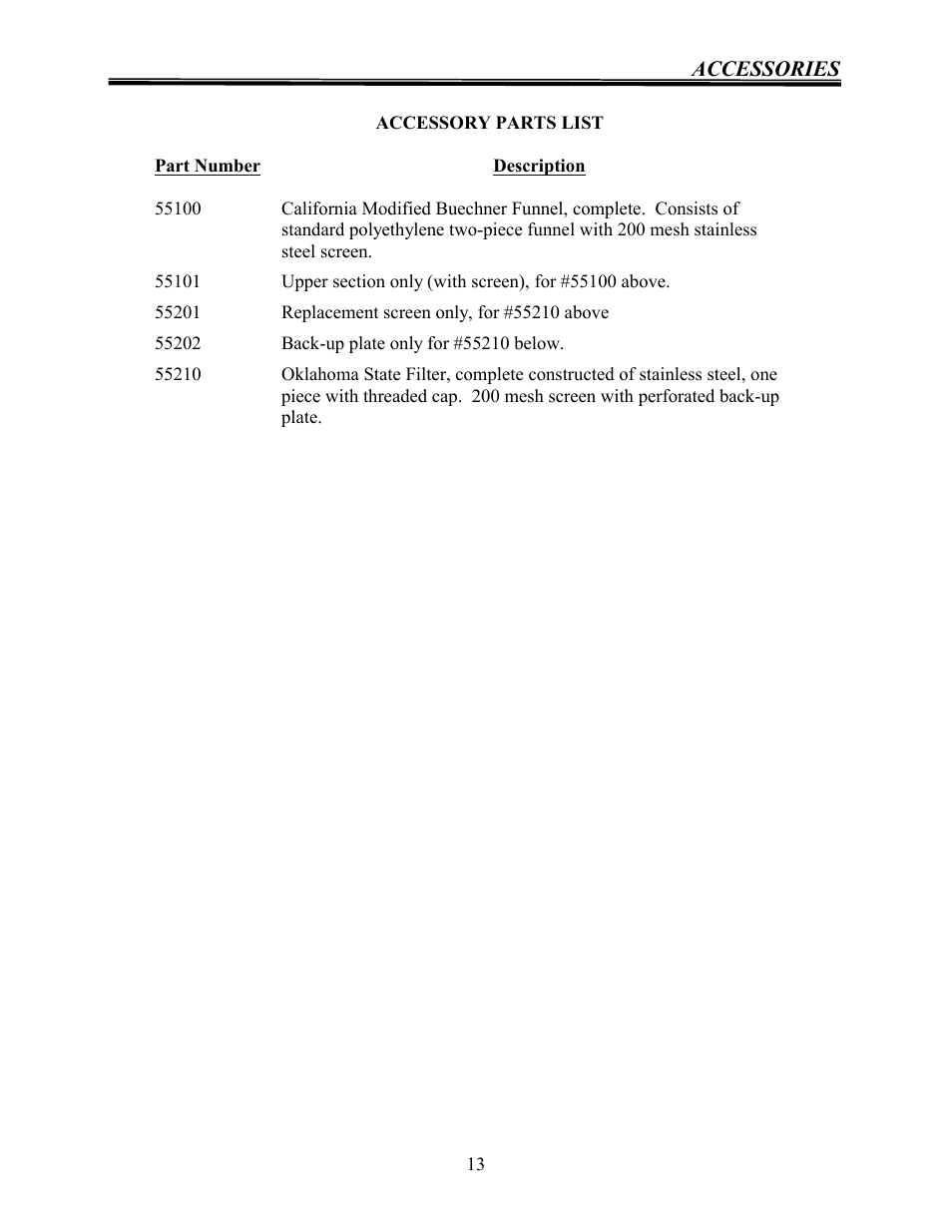 Accessories | Labconco Crude Fiber Digestion Apparatus 30002 User Manual | Page 12 / 16