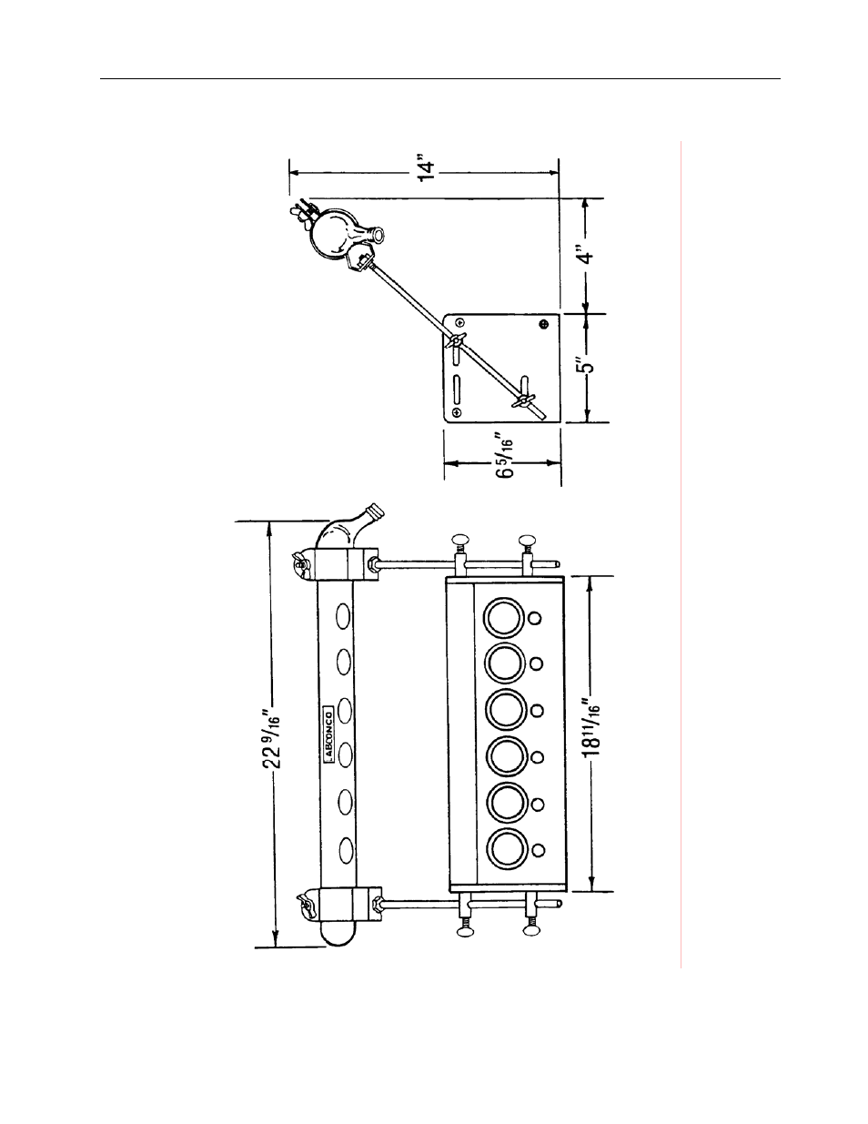 Dimensional drawing | Labconco Micro Kjeldahl Digestors 6030001 User Manual | Page 9 / 17