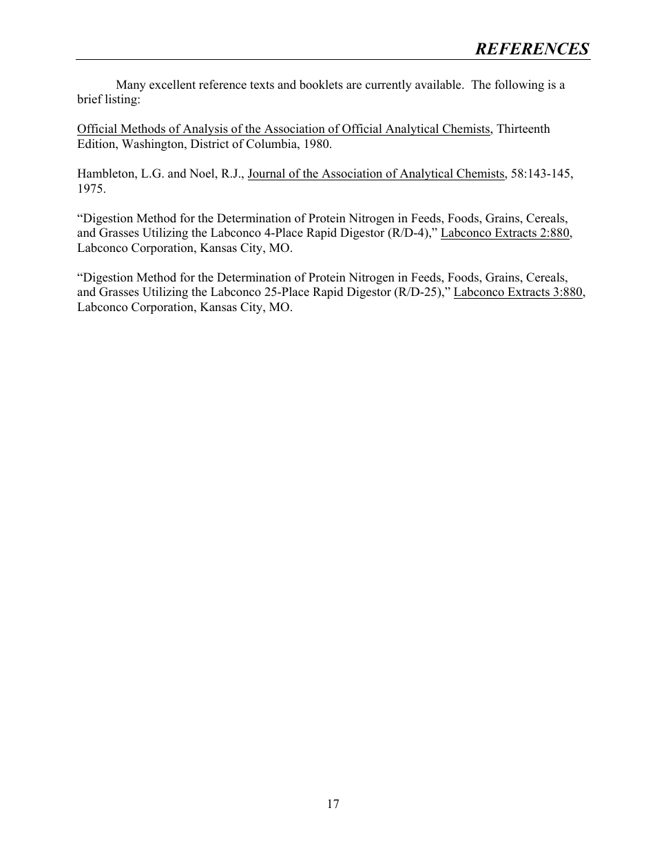 References | Labconco Rapid Distillation Apparatus 65000 User Manual | Page 21 / 24
