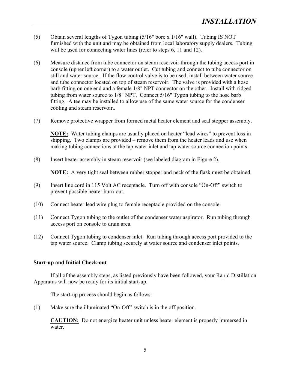 Installation | Labconco Rapid Distillation Apparatus 65000 User Manual | Page 9 / 24