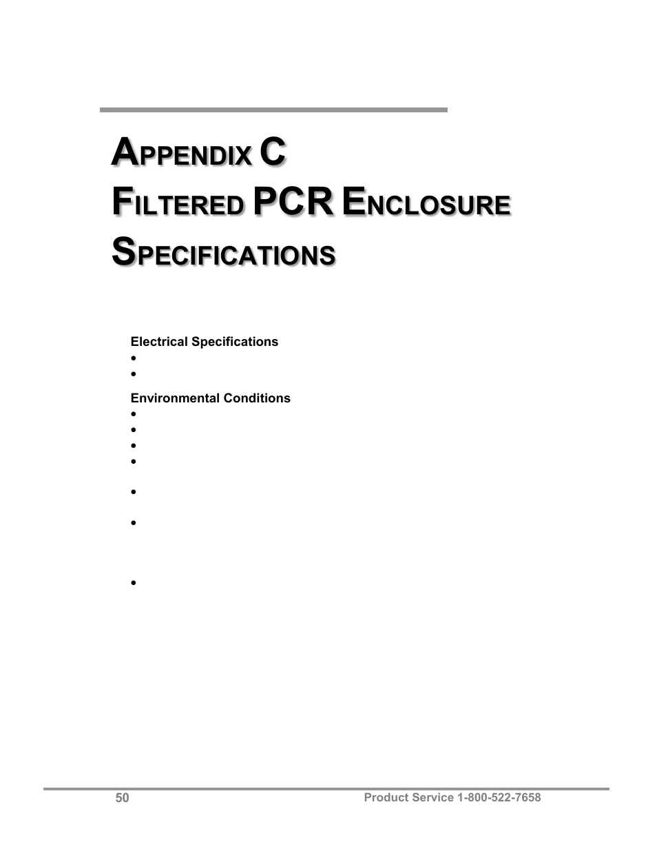 Ppendix, Iltered, Nclosure | Pecifications | Labconco Purifier Filtered PCR Enclosures 3970425 User Manual | Page 54 / 55