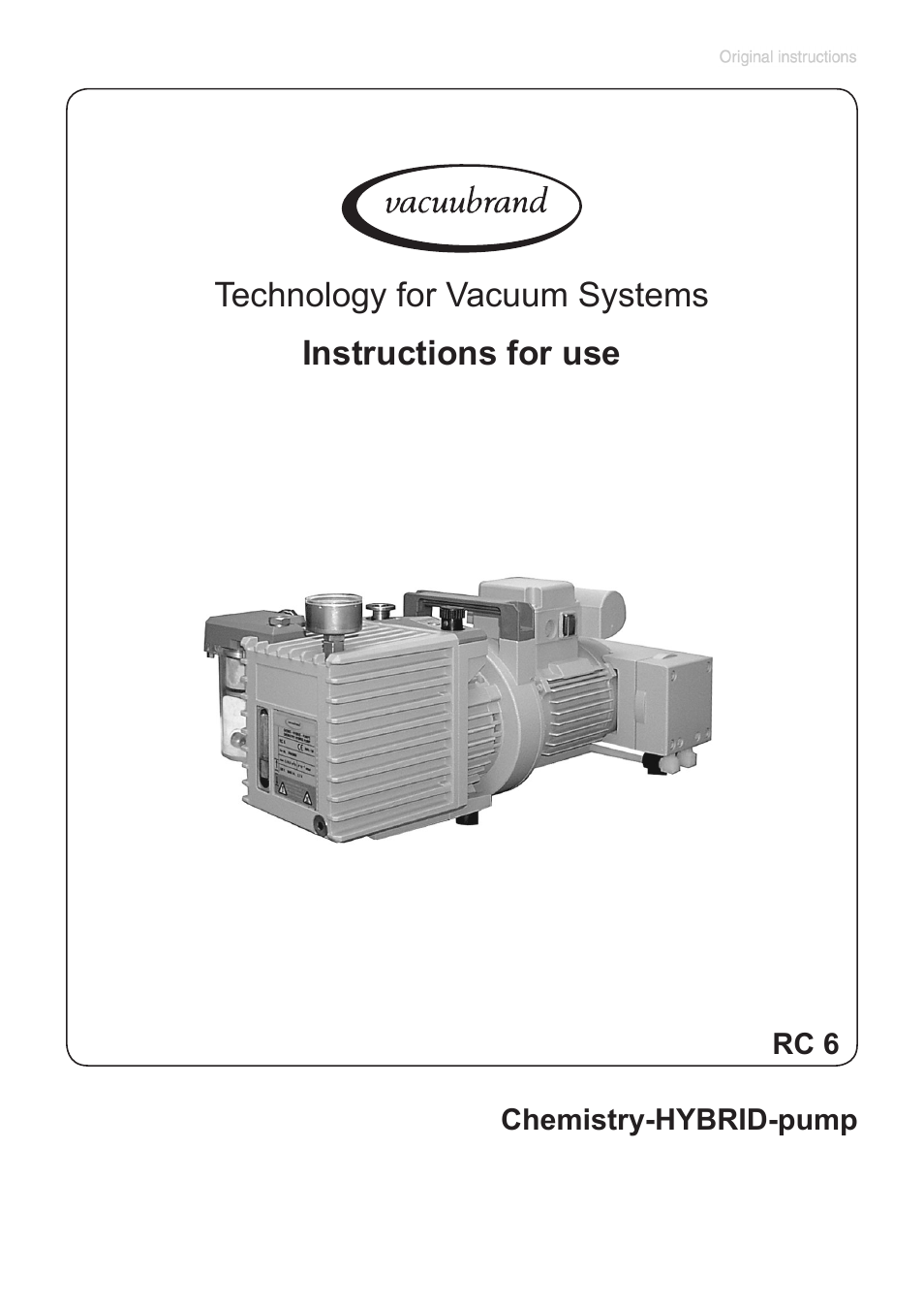 Labconco VACUUBRAND HYBRID Rotary Vane Pump 7584000 User Manual | 56 pages