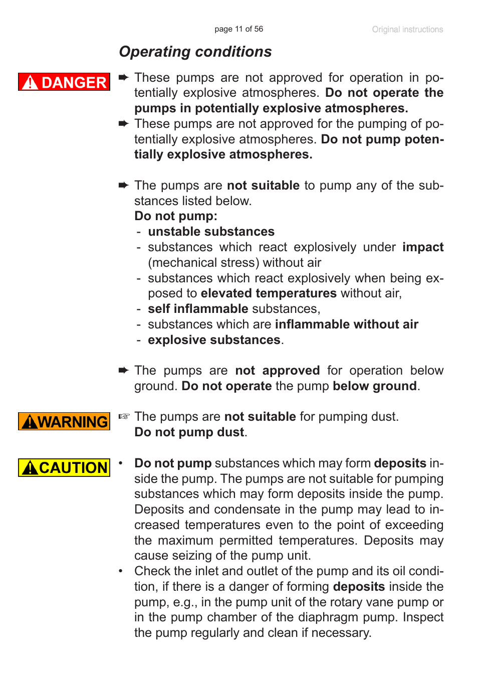 Operating conditions | Labconco VACUUBRAND HYBRID Rotary Vane Pump 7584000 User Manual | Page 11 / 56